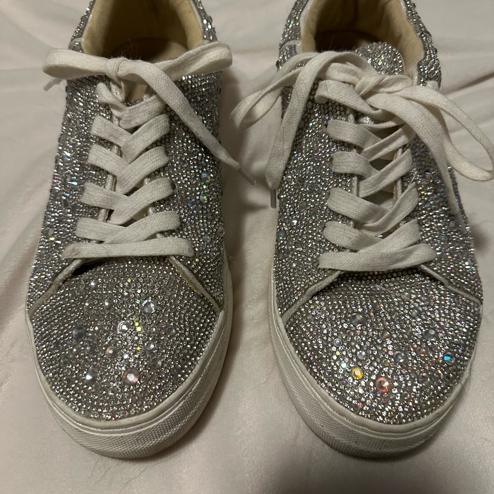Betsey Johnson Glittering Silver Sneakers